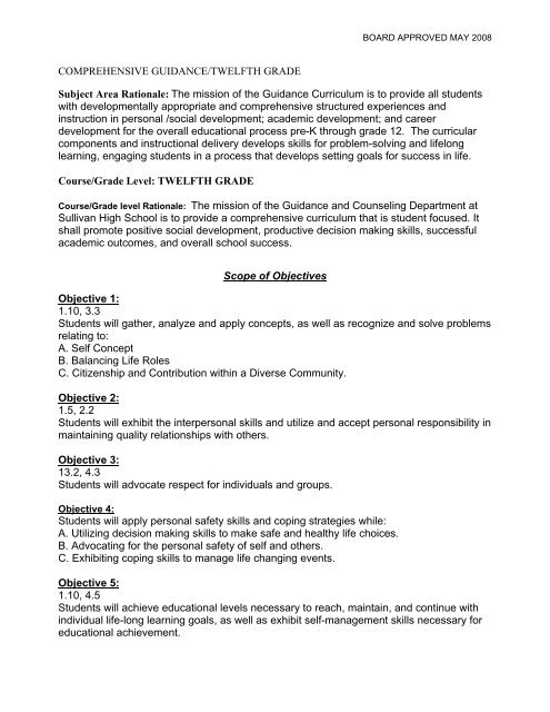 Scope of Objectives - Sullivan School District