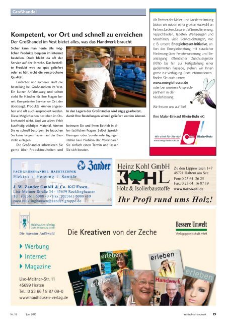 Vestisches - Das Magazin der Kreishandwerkerschaft Recklinghausen