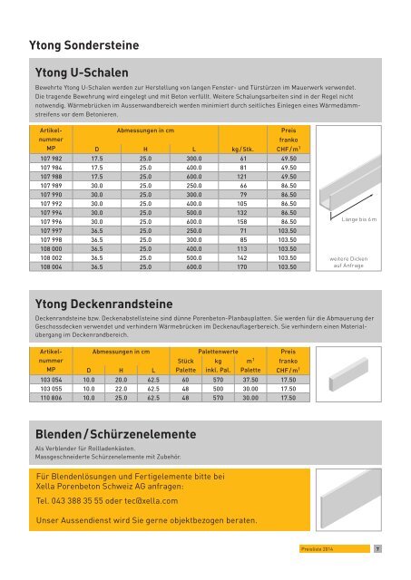 Preisliste 2014 - Ytong