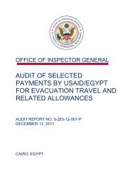 Audit of Selected Payments By USAID/Egypt For Evacuation Travel ...