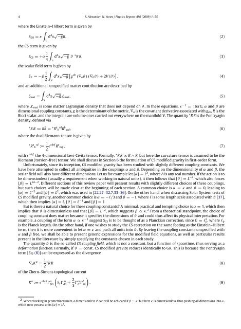Physics Reports ChernâSimons modified general relativity