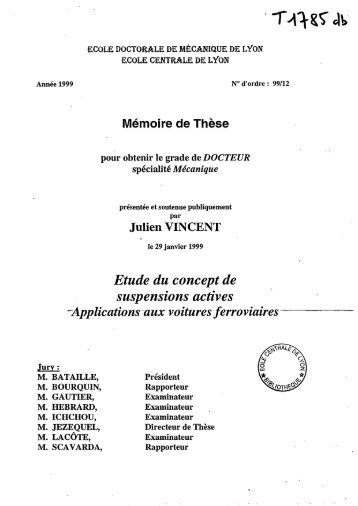 Etude du concept de suspensions actives - Bibliothèque Ecole ...