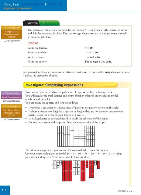 Number and algebra 9Algebraic expressions