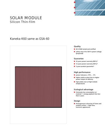 Kaneka K60 Brochure - Energy Matters