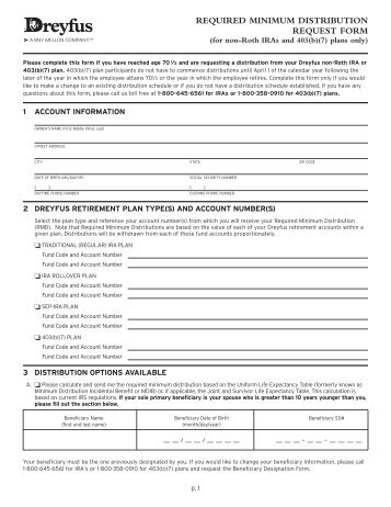 REQUIRED MINIMUM DISTRIBUTION REQUEST FORM - Dreyfus