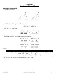 Trigonometry Notes Laws of Sines and Cosines.