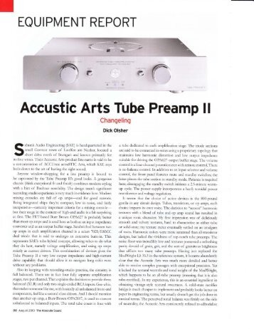 Accustic Arts Tube Preamp - Musical Sounds