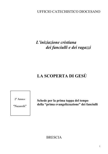 Schede per gli incontri coi ragazzi (sussidio) - Diocesi di Brescia