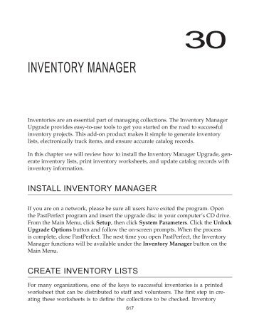 INVENTORY MANAGER - PastPerfect Museum Software
