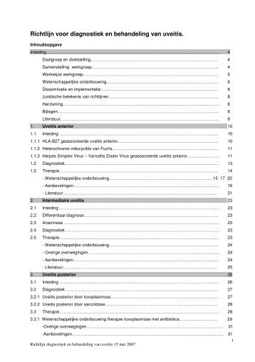 Richtlijn voor diagnostiek en behandeling van ... - Kwaliteitskoepel