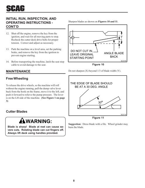 1998 SSZ Operators MANUAL - Scag Power Equipment