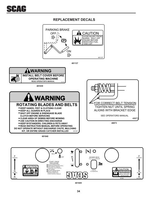 1998 SSZ Operators MANUAL - Scag Power Equipment