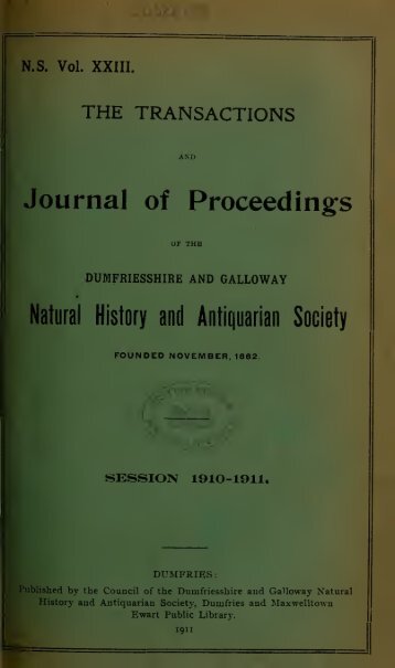 Vol 23 - Dumfriesshire & Galloway Natural History and Antiquarian ...