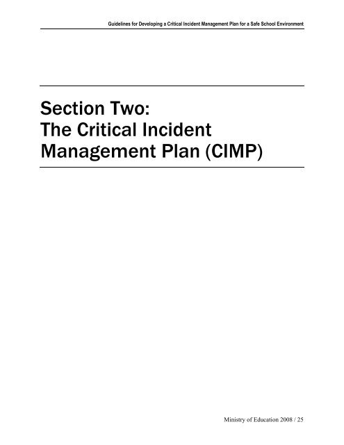 Critical Incident Manual - Ministry of Education