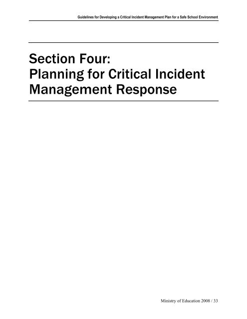 Critical Incident Manual - Ministry of Education