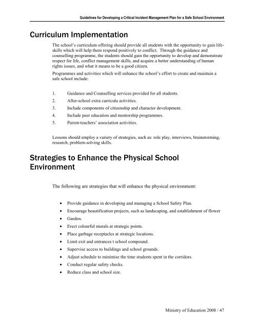 Critical Incident Manual - Ministry of Education