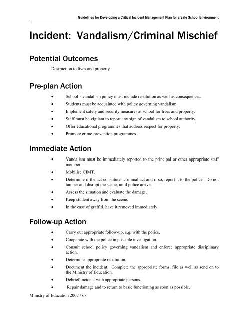 Critical Incident Manual - Ministry of Education