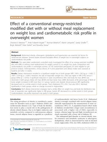 Effect of a conventional energy-restricted modified diet - Nutrition ...