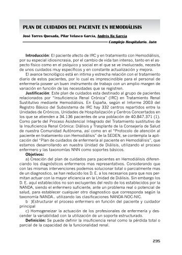 PLAN DE CUIDADOS DEL PACIENTE EN HEMODIÁLISIS - Seden