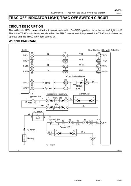 trac off indicator light, trac off switch circuit - Highlander Club