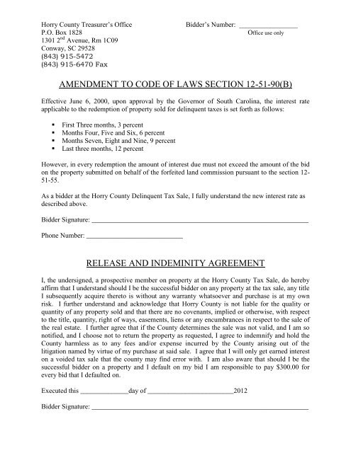 PDF Bidder Application - Horry County Government