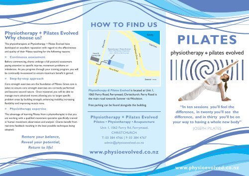 to view our Pilates Pamphlet Physiotherapy and Pilates Evolved