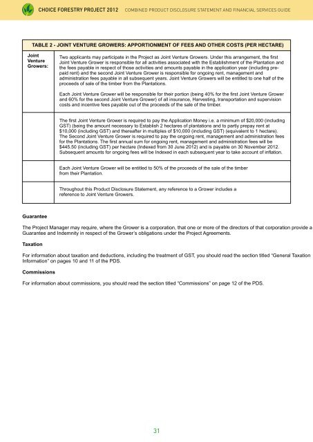 Choice Forestry PDS 2012 - WA Blue Gum Project