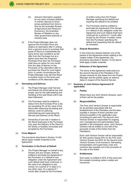 Choice Forestry PDS 2012 - WA Blue Gum Project