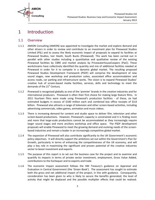 Pinewood Studios: Business Case and Economic Impact Assessment