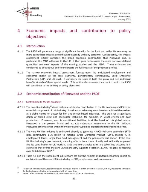 Pinewood Studios: Business Case and Economic Impact Assessment