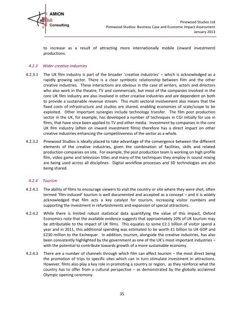 Pinewood Studios: Business Case and Economic Impact Assessment