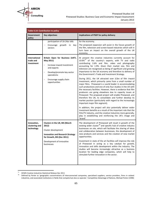 Pinewood Studios: Business Case and Economic Impact Assessment