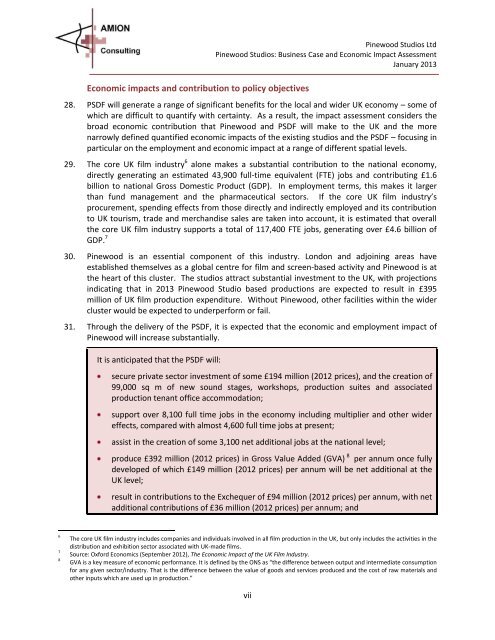 Pinewood Studios: Business Case and Economic Impact Assessment