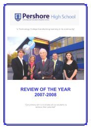 REVIEW OF THE YEAR 2007-2008 - Pershore High School