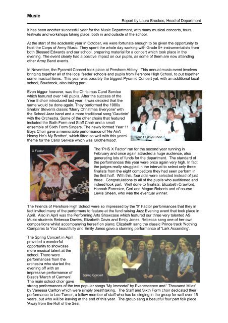 REVIEW OF THE YEAR 2007-2008 - Pershore High School