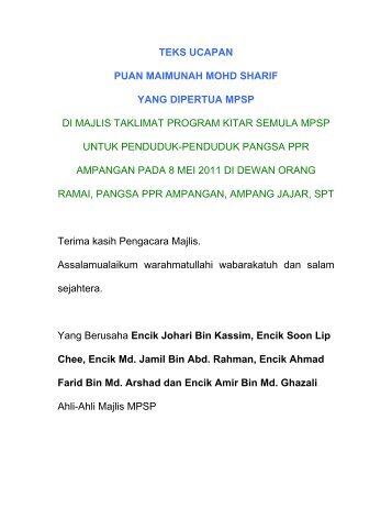 majlis taklimat program kitar semula mpsp untuk penduduk ...