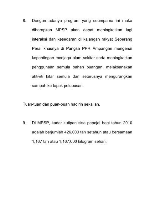 majlis taklimat program kitar semula mpsp untuk penduduk ...