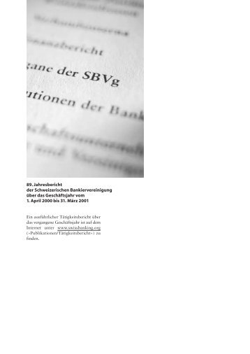 89. Jahresbericht der Schweizerischen Bankiervereinigung Ã¼ber ...