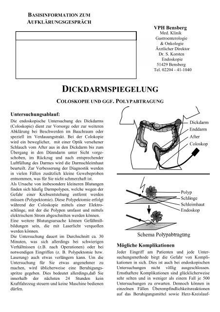 dickdarmspiegelung coloskopie und ggf. polypabtragung