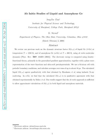 Ab Initio Studies of Liquid and Amorphous Ge