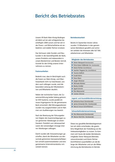 Jahresbericht 2009 als PDF öffnen - VR Bank Main-Kinzig-Büdingen ...