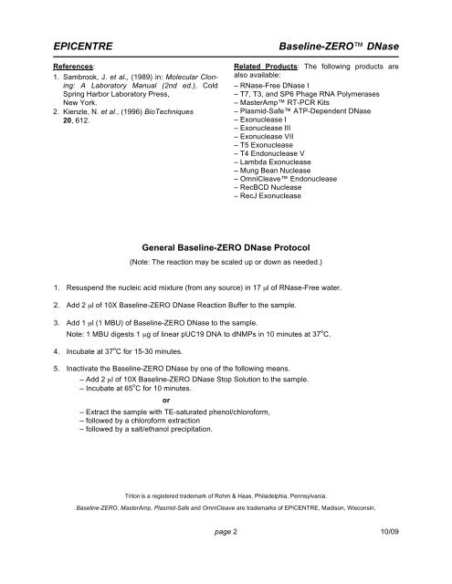 Protocol for Baseline-ZERO™ DNase