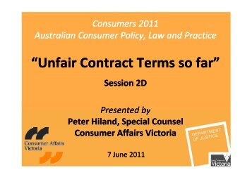 Peter Hiland - The Australian Consumer Law