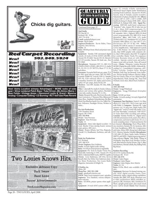 2L April 00 Studio - Two Louies Magazine