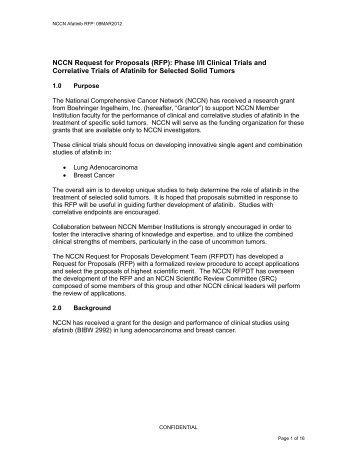 NCCN Request for Proposals (RFP): Phase I/II Clinical Trials and ...