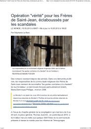 L'article du Monde - Pastorale Nouvelles Croyances et Dérives ...