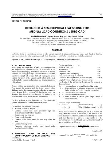 design of a semielliptical leaf spring for medium load conditions ...