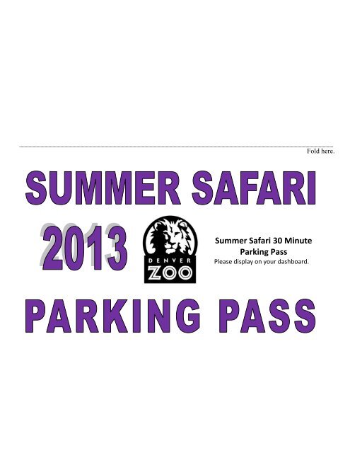 Summer Safari 2013 Important Information Packet - Denver Zoo