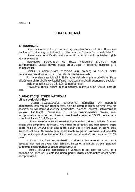 Protocol de diagnostic si tratament litiaza biliara - Spitalul Clinic ...