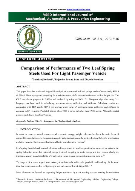 Comparison of Performance of Two Leaf Spring Steels Used For ...